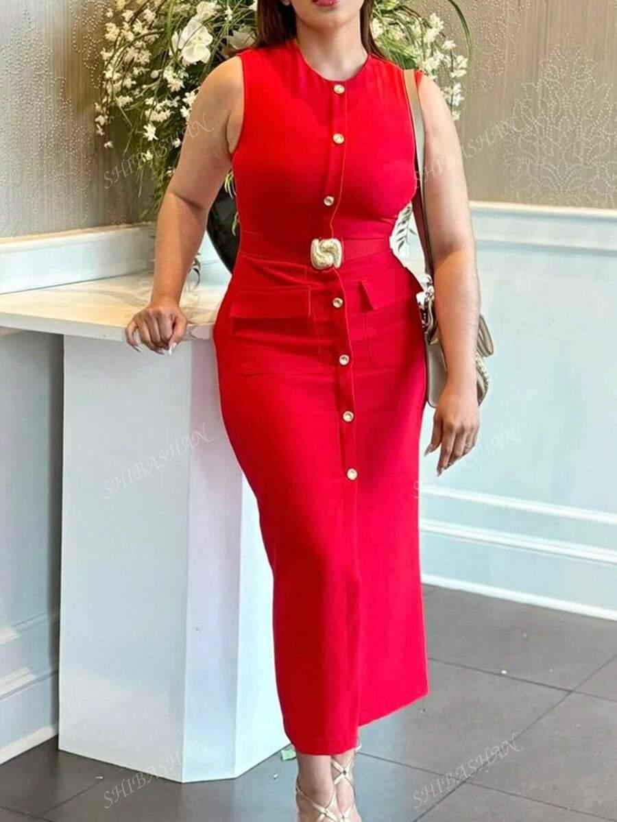 CZERWONA SUKIENKA BEZ RĘKAWÓW