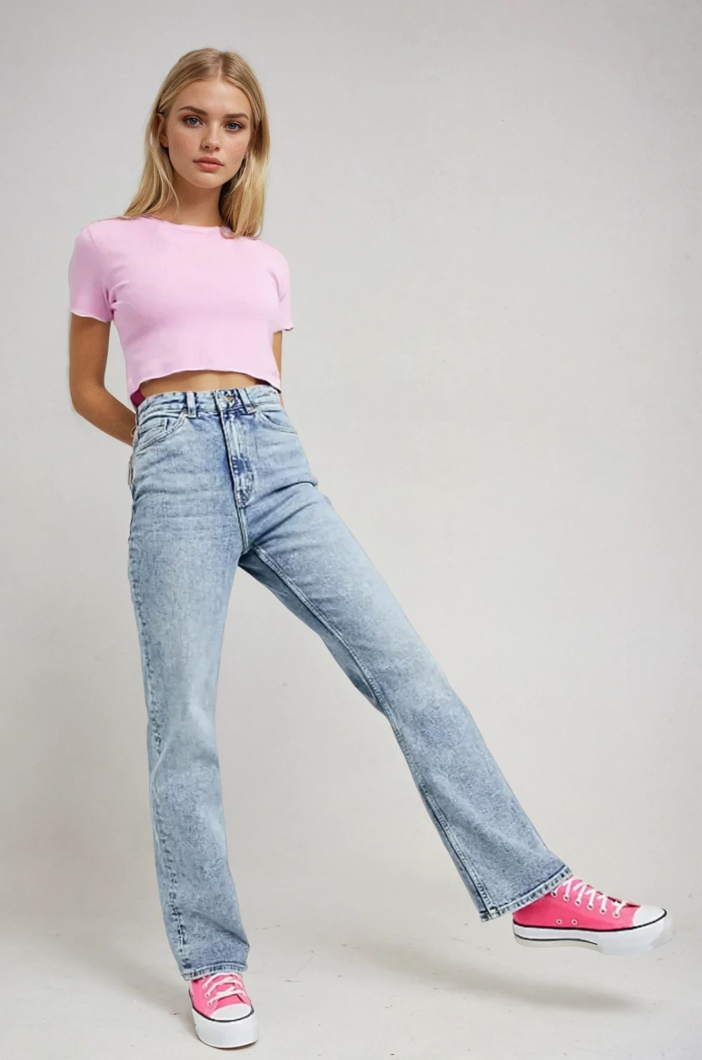 NIEBIESKIE SPODNIE JEANS WYSOKI STAN