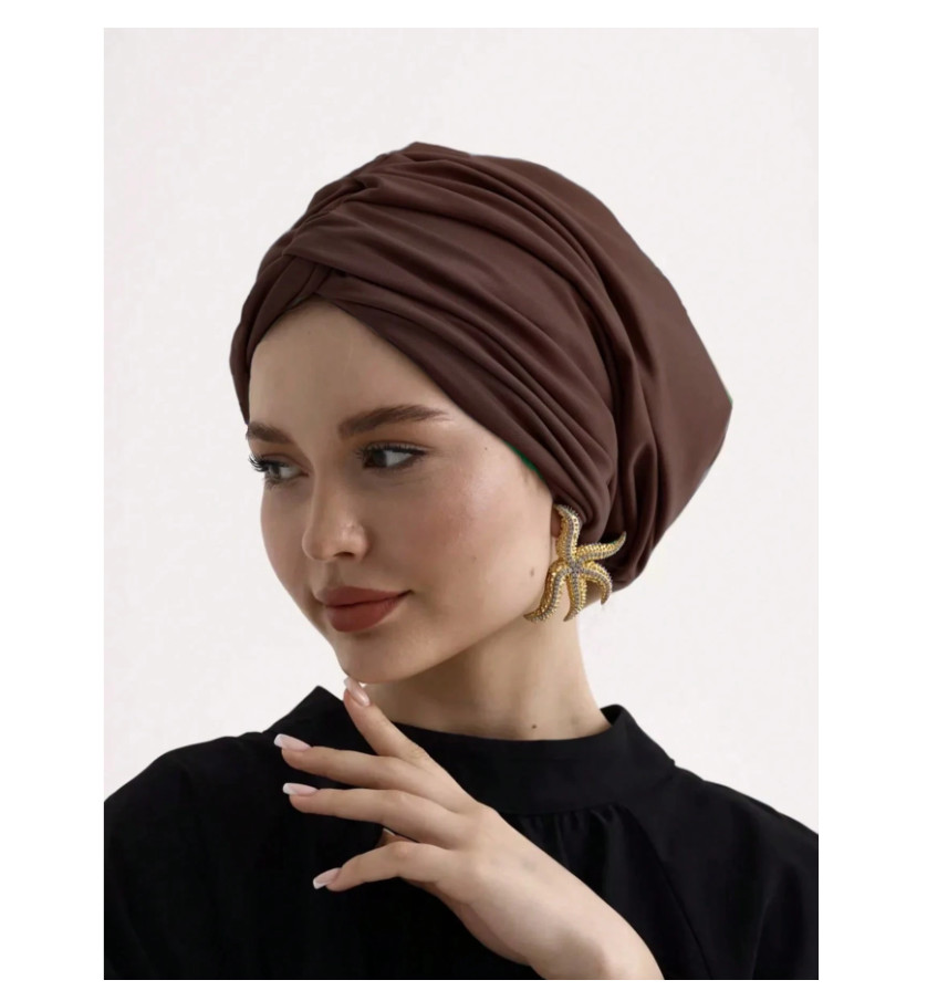 brązowy turban na głowę