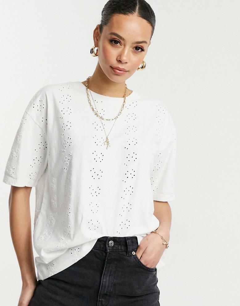 BIAŁY T-SHIRT OKRĄGŁY DEKOLT 