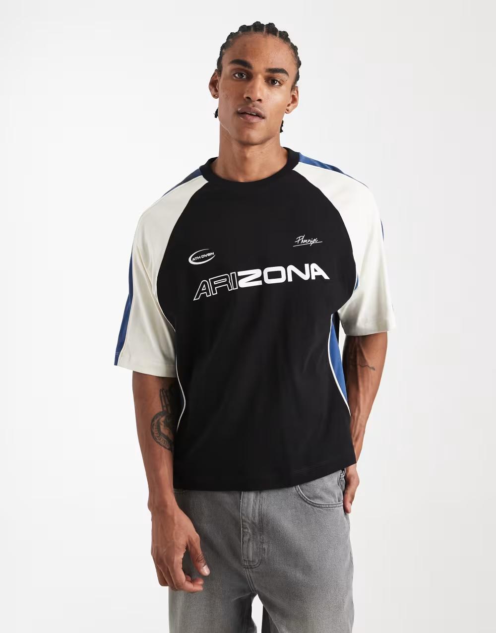 t-shirt oversize okrągły dekolt print