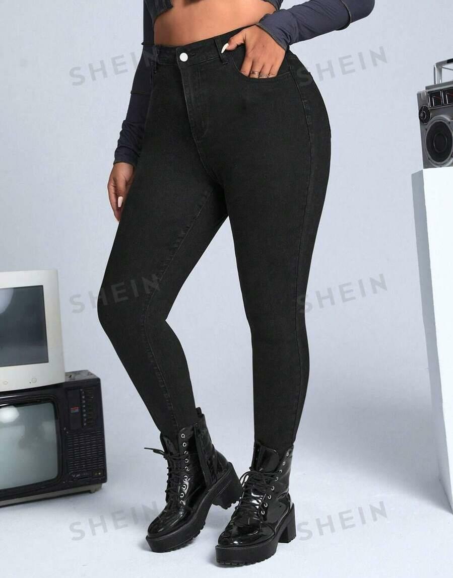 CZARNE SPODNIE JEANS