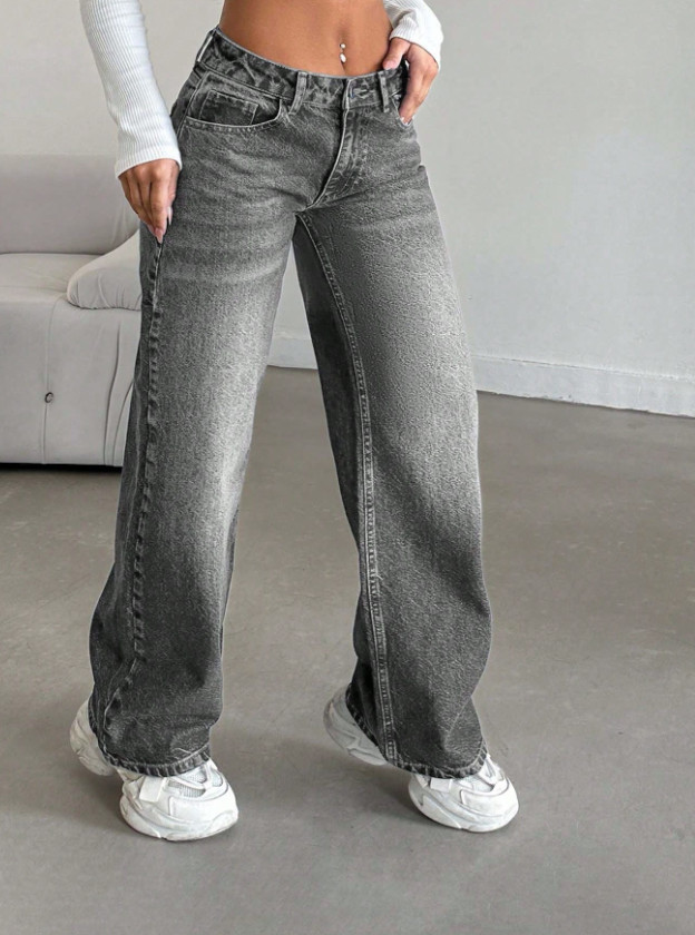 SZARE SPODNIE JEANS
