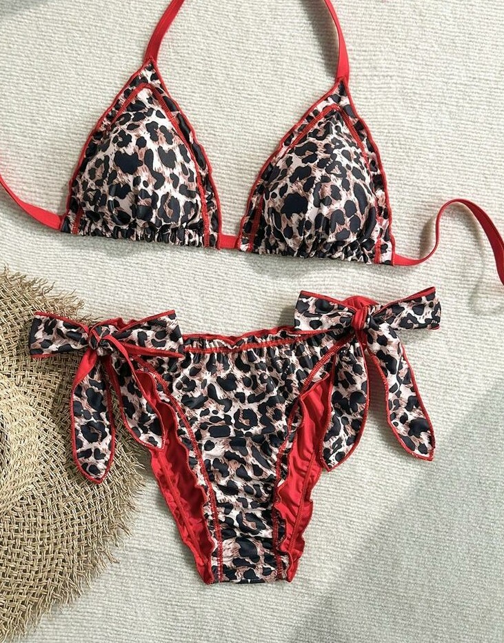 wiązany dół od bikini animal print