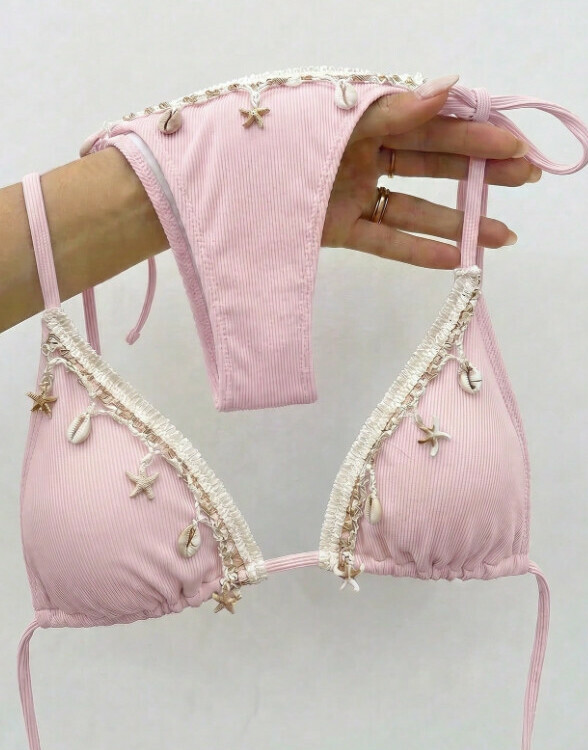 RÓŻOWA GÓRA OD BIKINI WIĄZANIE