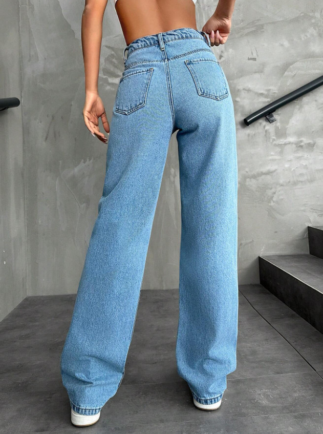 niebieskie spodnie jeans kieszenie 