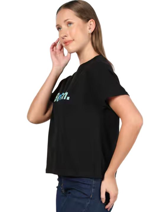 czarny t-shirt nadruk 