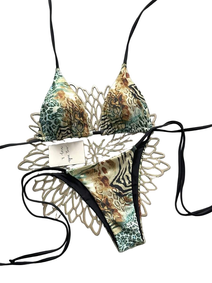 WIĄZANE BIKINI DWUCZĘŚCIOWE ZWIERZĘCY WZÓR