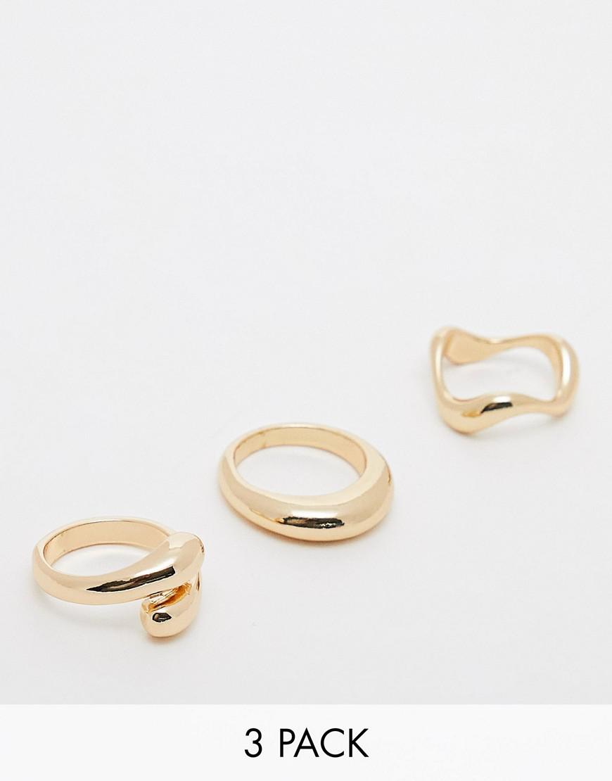 MINIMALISTYCZNE ZŁOTE PIERŚCIONKI 3-PACK