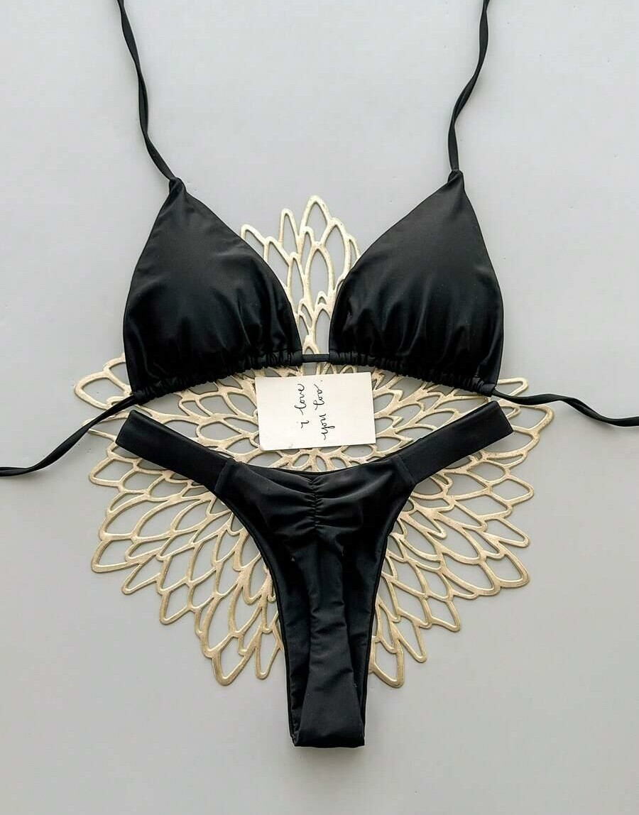 CZARNY KOMPLET BIKINI STRINGI