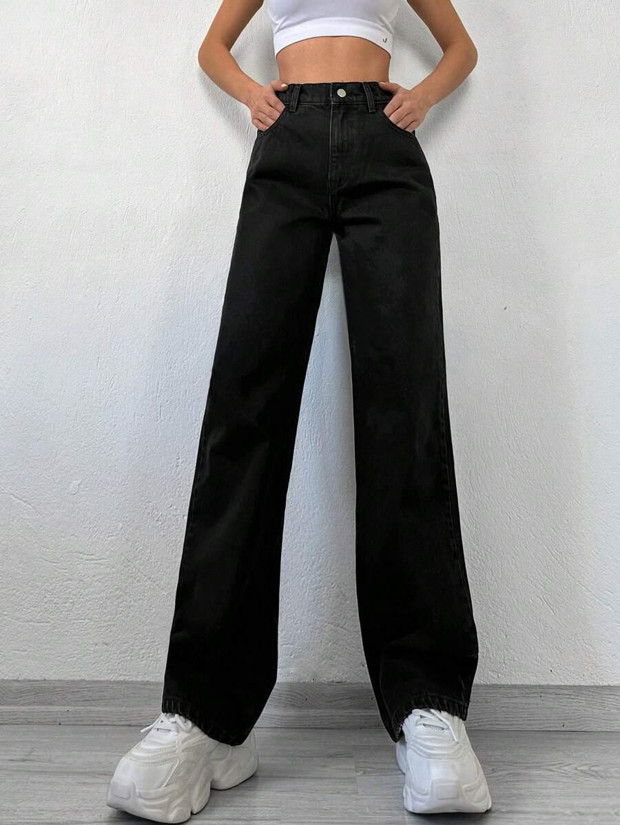 CZARNE SPODNIE JEANS 