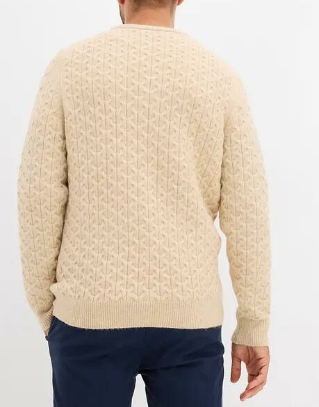 SWETER BEŻOWY MĘSKI WKŁADANY PRZEZ GŁOWĘ