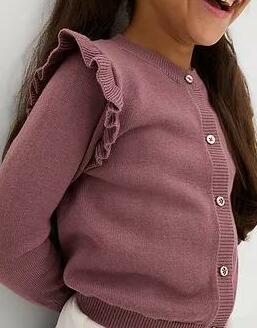 SWETER ROZPINANY Z CIENKIEJ DZIANINY Z FALBANKAMI