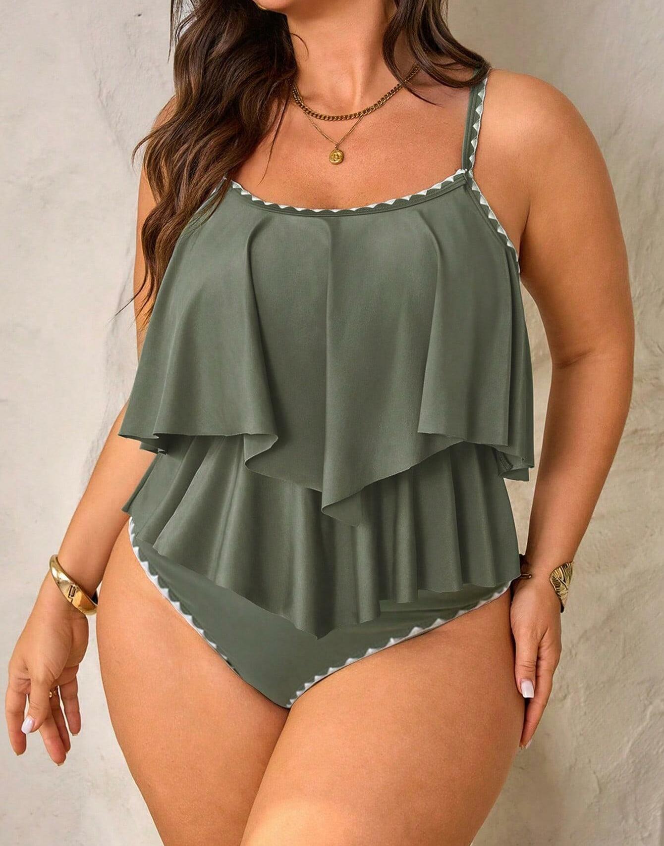 ZIELONA GÓRA OD BIKINI TANKINI FALBANA 