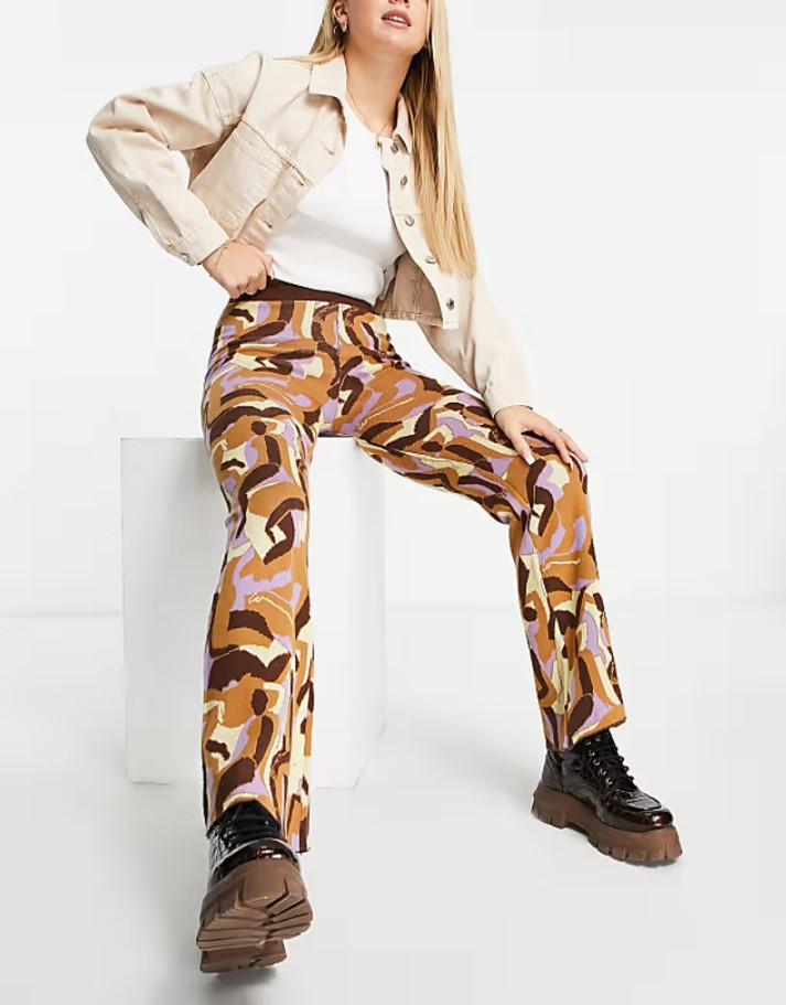 rozszerzane spodnie print casual
