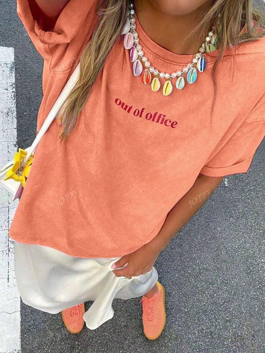 POMARAŃCZOWY T-SHIRT NAPIS