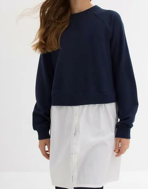 BLUZA Z KOSZULOWA WSTAWKĄ