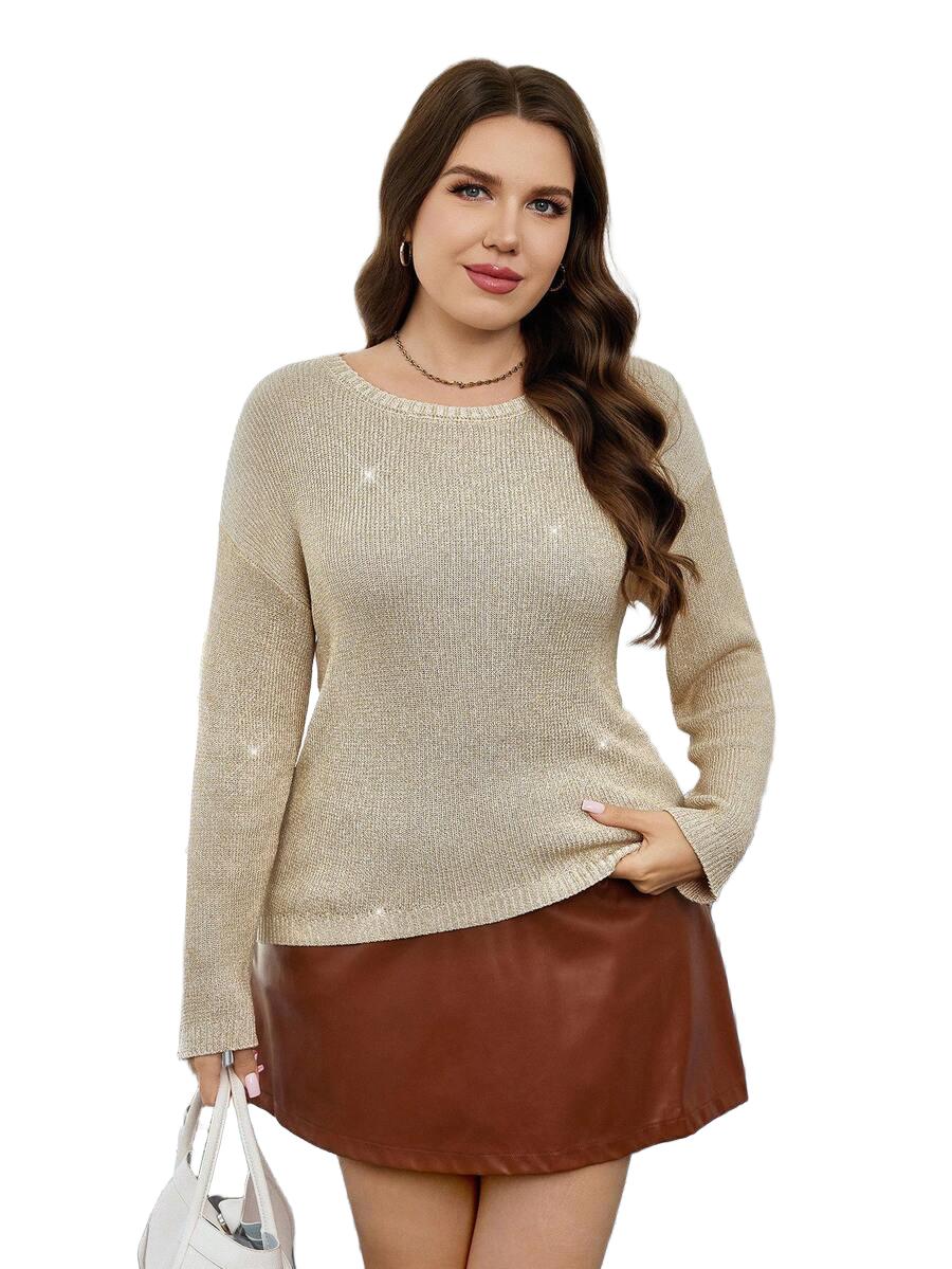 SWETER Z CEKINAMI PLUS SIZE Z WISKOZY 