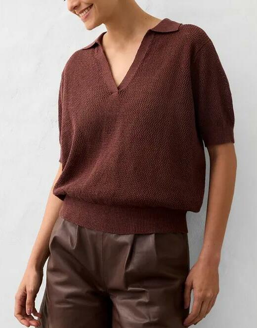 BLUZKA DAMSKA PLUS SIZE LUŹNA BAWEŁNIANA Z KOŁNIERZYKIEM