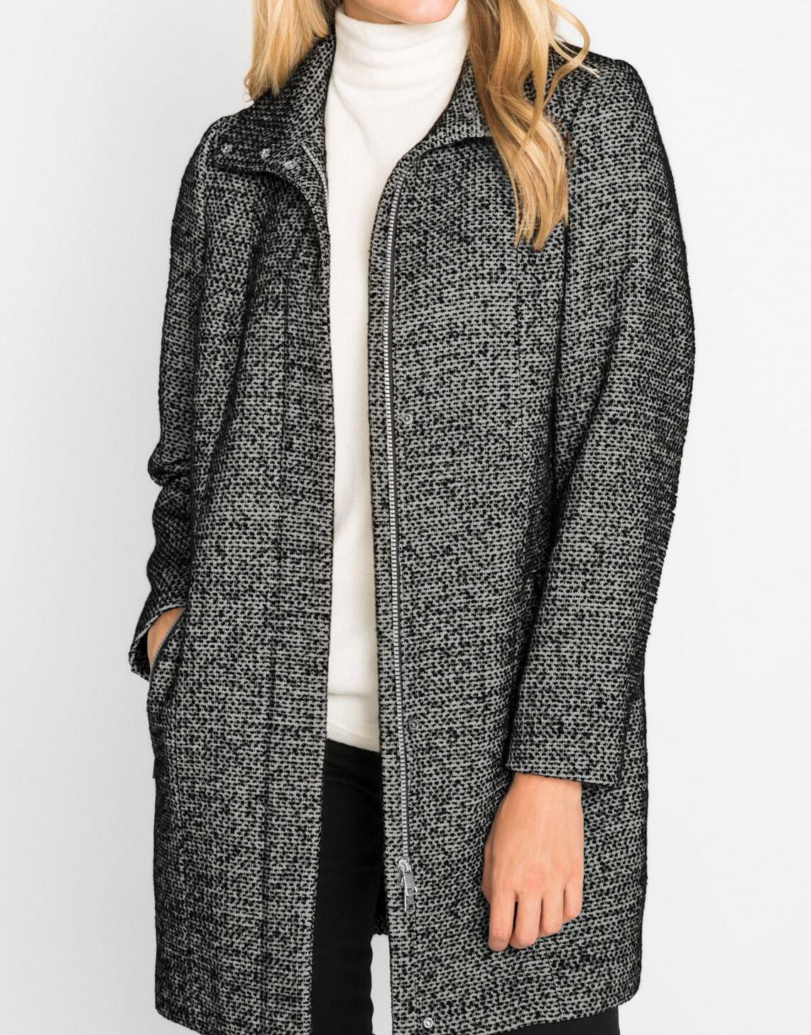 ELEGANCKI PŁASZCZ PLUS SIZE  MELANŻOWY  JEDNORZĘDOWY