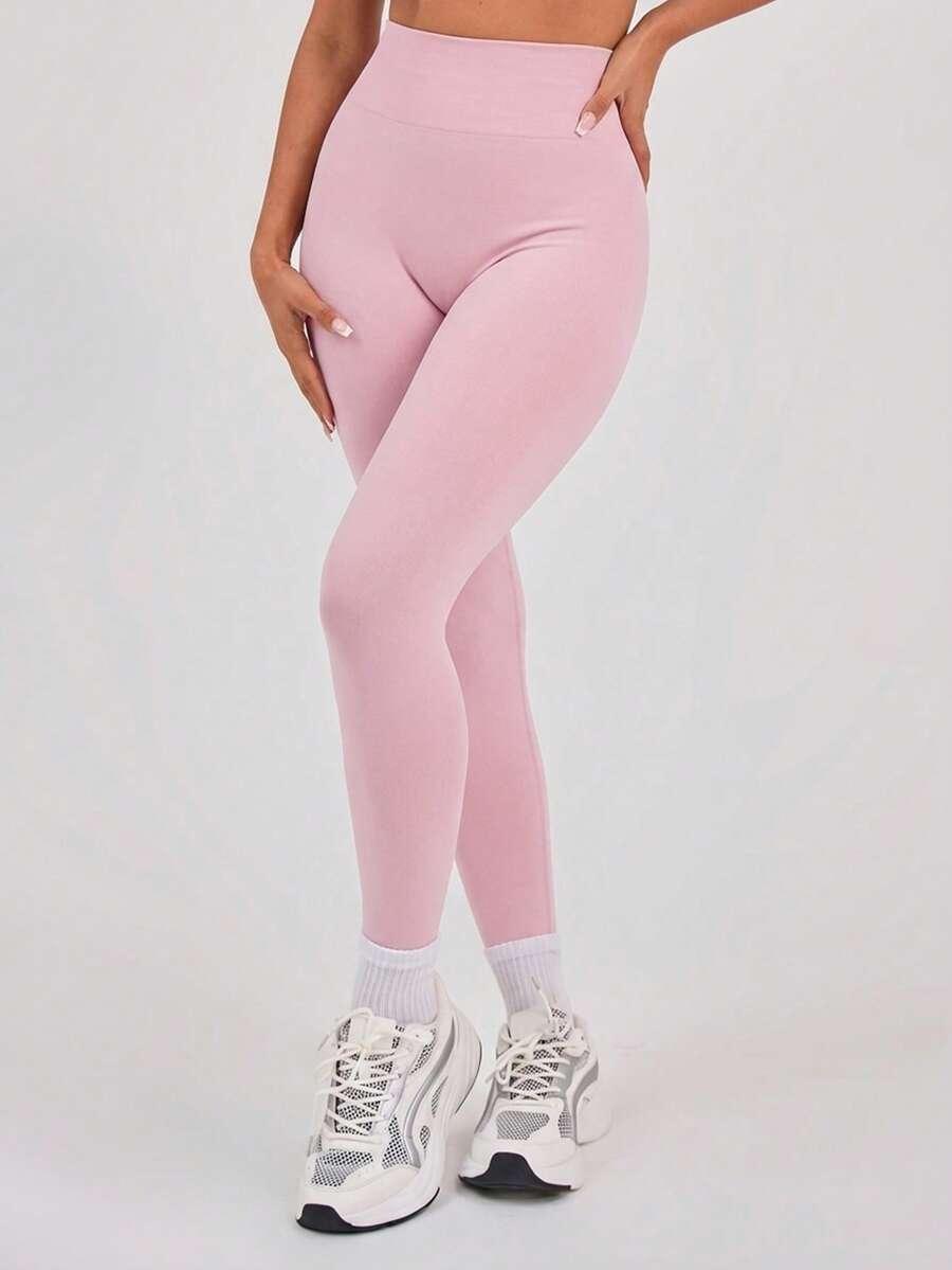 różowe legginsy wysoki stan