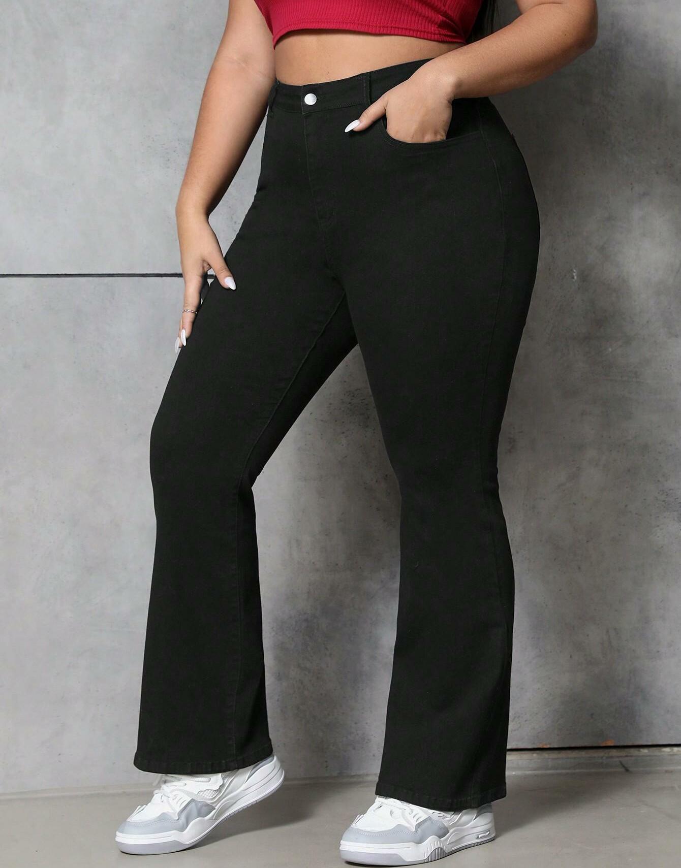 CZARNE SPODNIE DZWONY JEANS