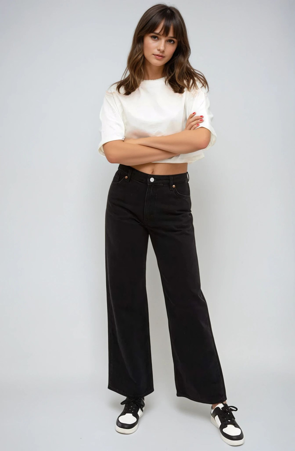 czarne spodnie jeans mid waist