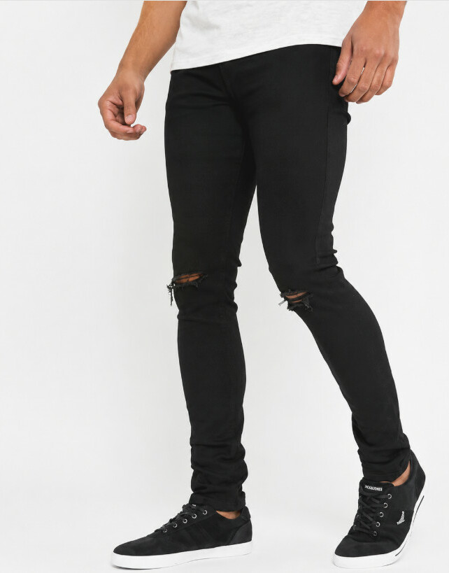 czarne spodnie super skinny ripped jeans