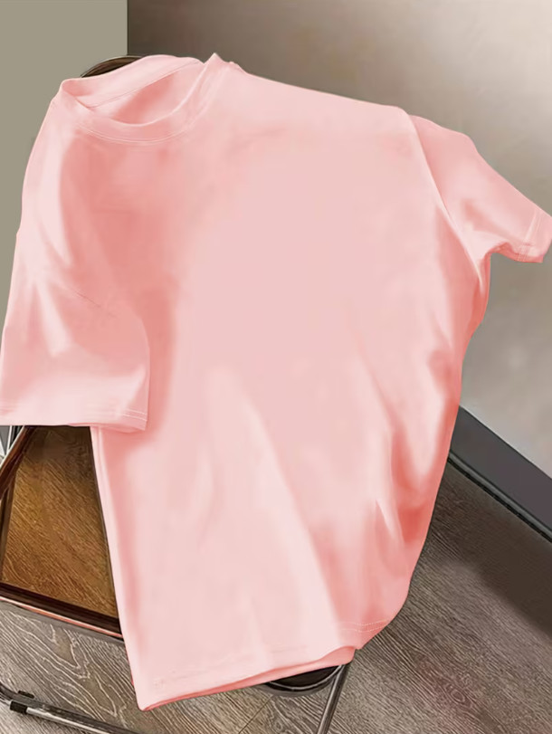 klasyczny różowy gładki t-shirt