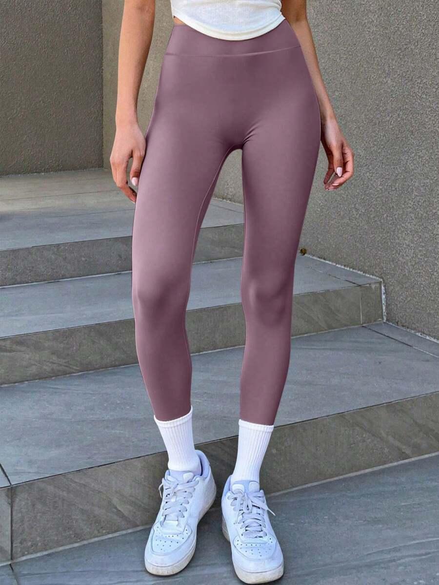 FIOLETOWE LEGGINSY WYSOKI STAN