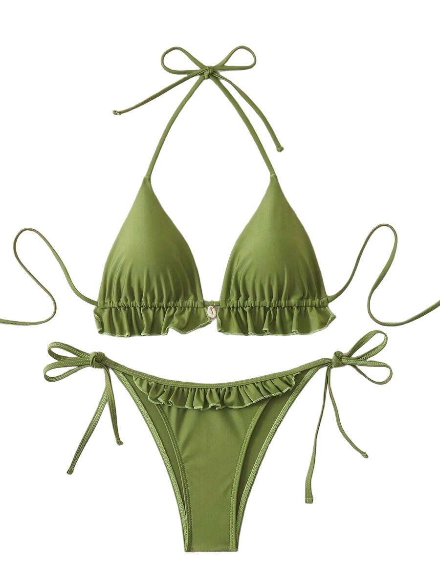WIĄZANE BIKINI DWUCZĘŚCIOWE FALBANKI