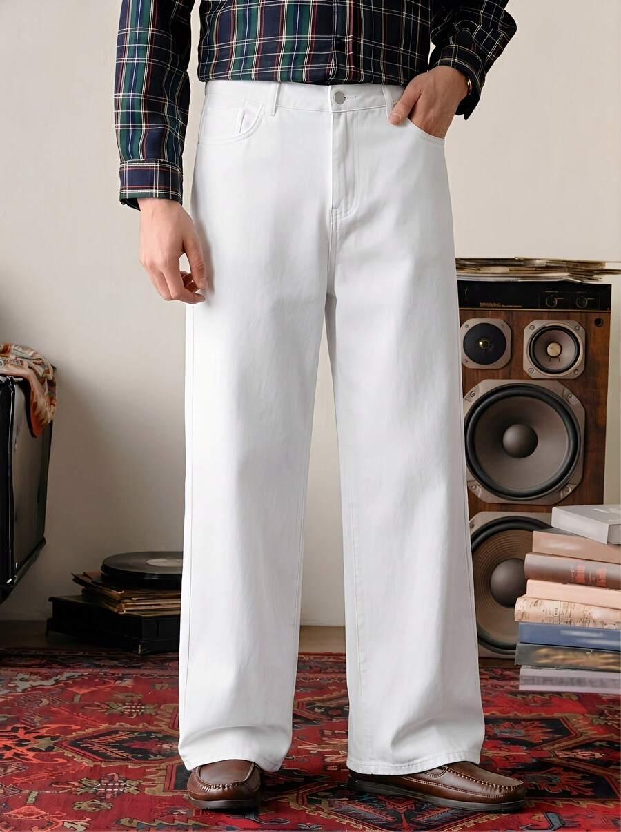 BIAŁE PROSTE SPODNIE jeans