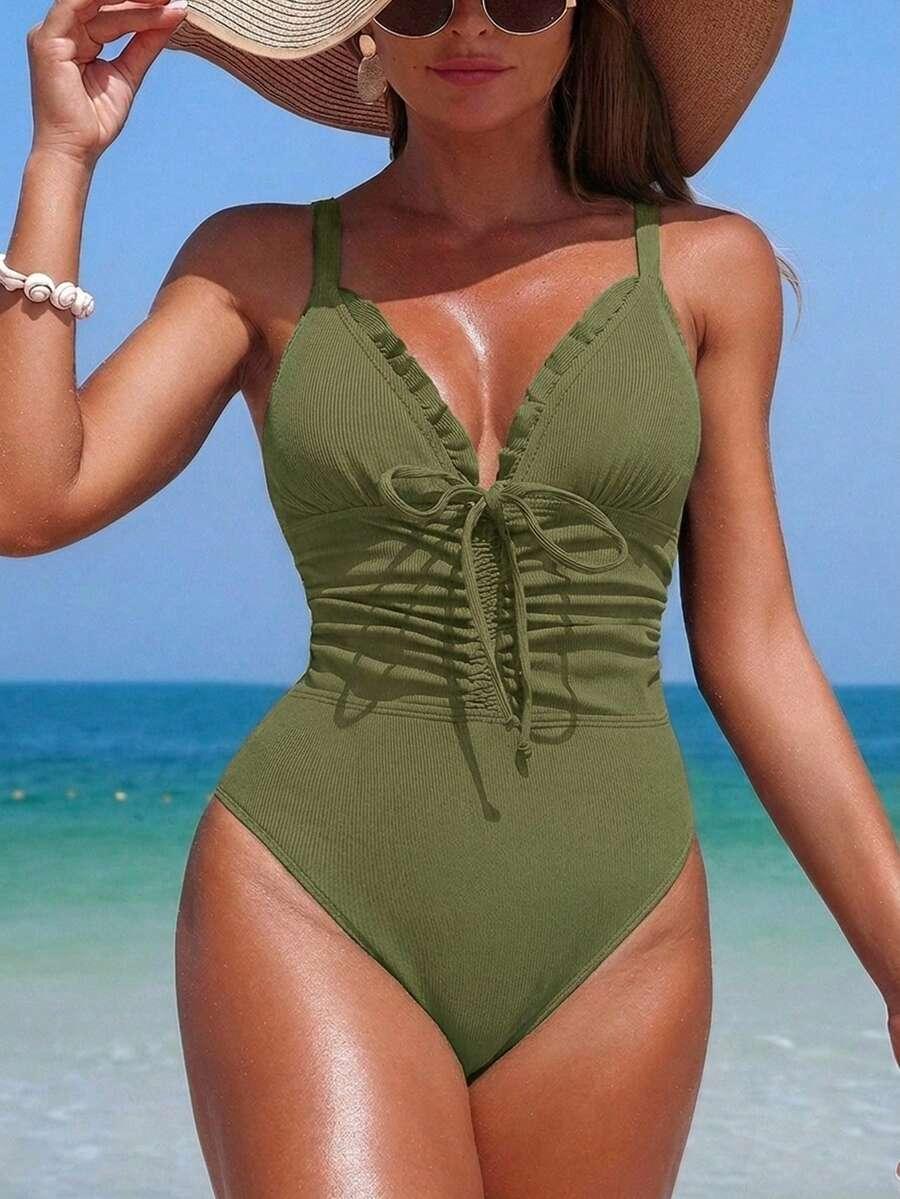 ZIELONY JEDNOCZĘŚCIOWY KOSTIUM KĄPIELOWY