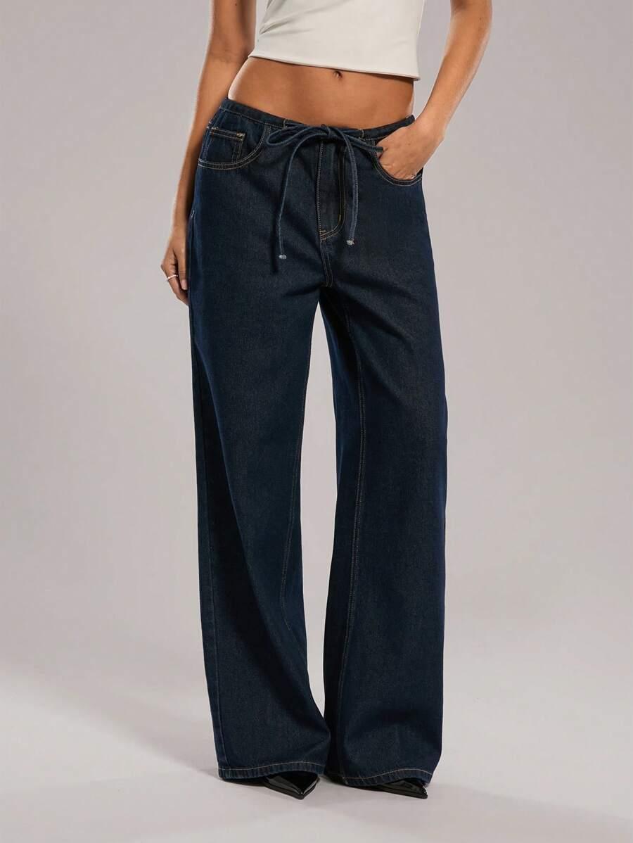 GRANATOWE SPODNIE JEANS