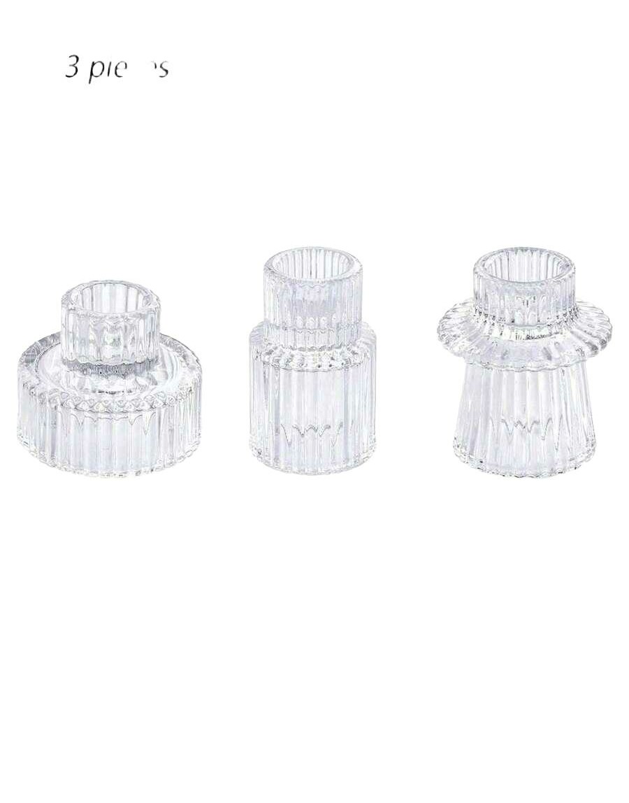 szklany świecznik 3-pack