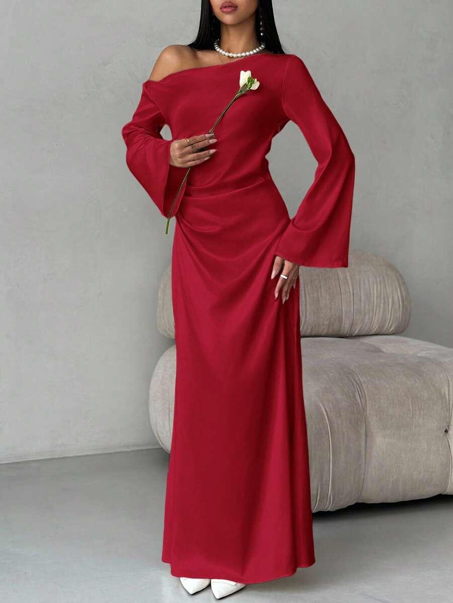 satynowa maxi sukienka