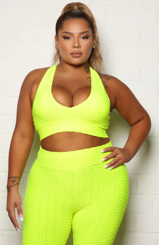 neonowy crop top tekstura cross back