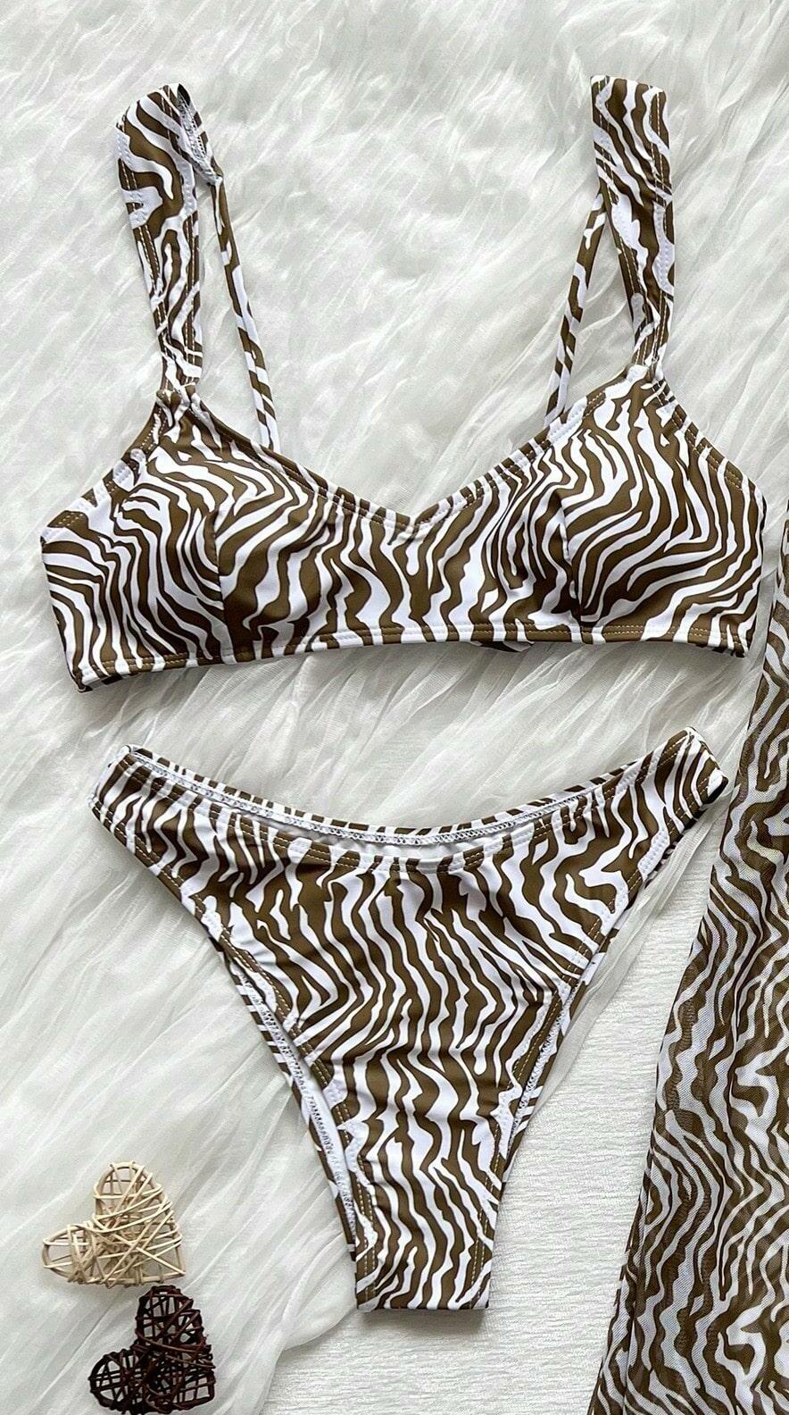 dwuczęściowy strój kąpielowy animal print 