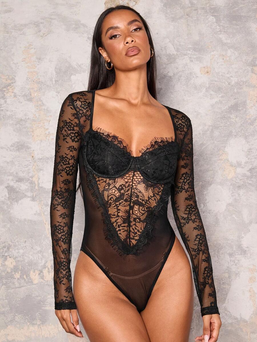CZARNE BODY KORONKA
