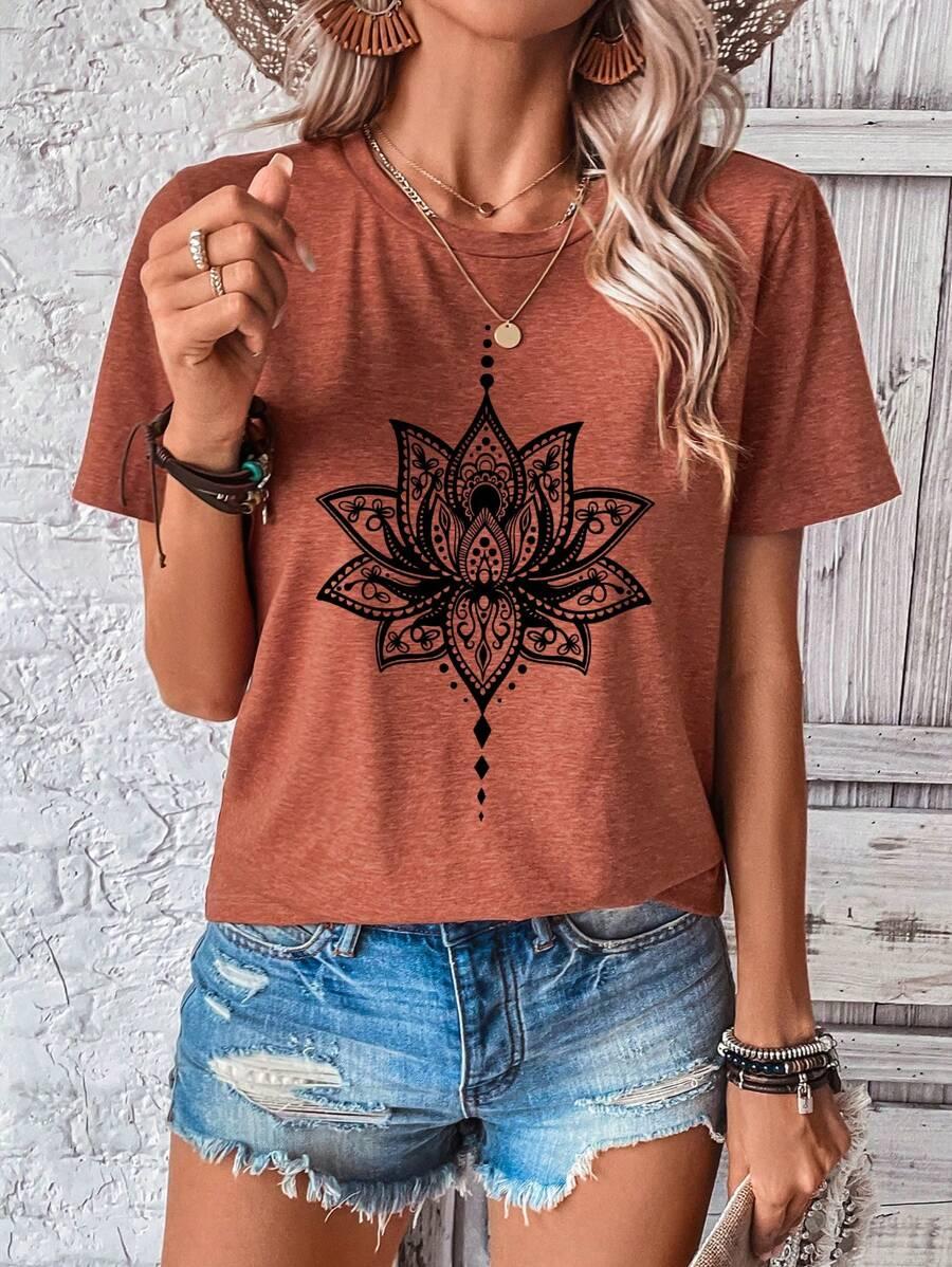 pomarańczowy t-shirt nadruk