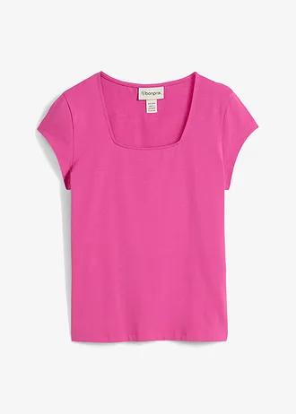 T-SHIRT DAMSKI BAWEŁNIANY Z DEKOLDEM