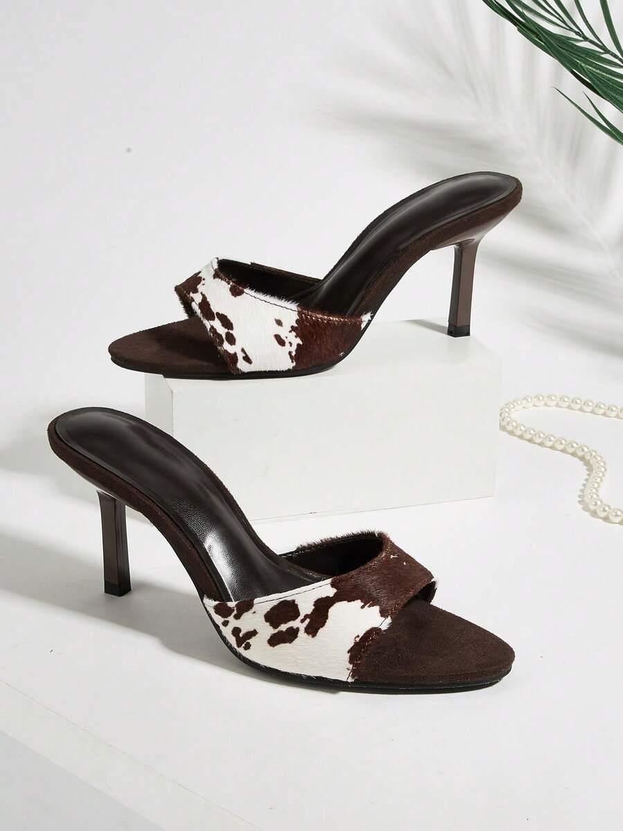 klapki obcas animal print