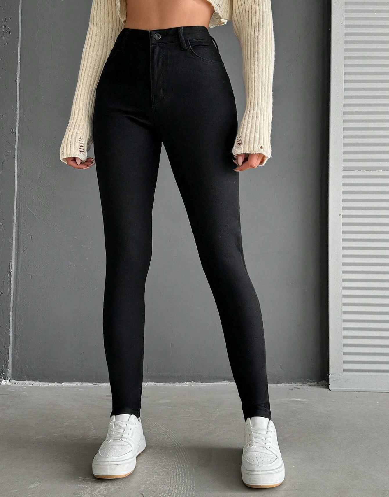 CZARNE SPODNIE JEANS 