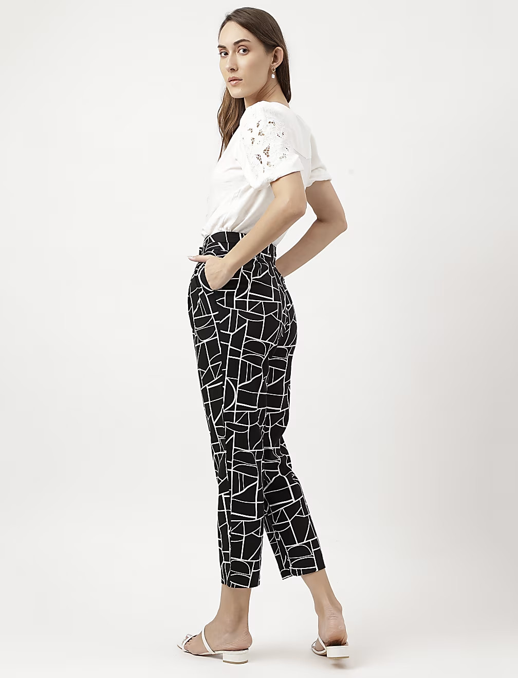 PROSTE SPODNIE PRINT T59-4173K-Y4