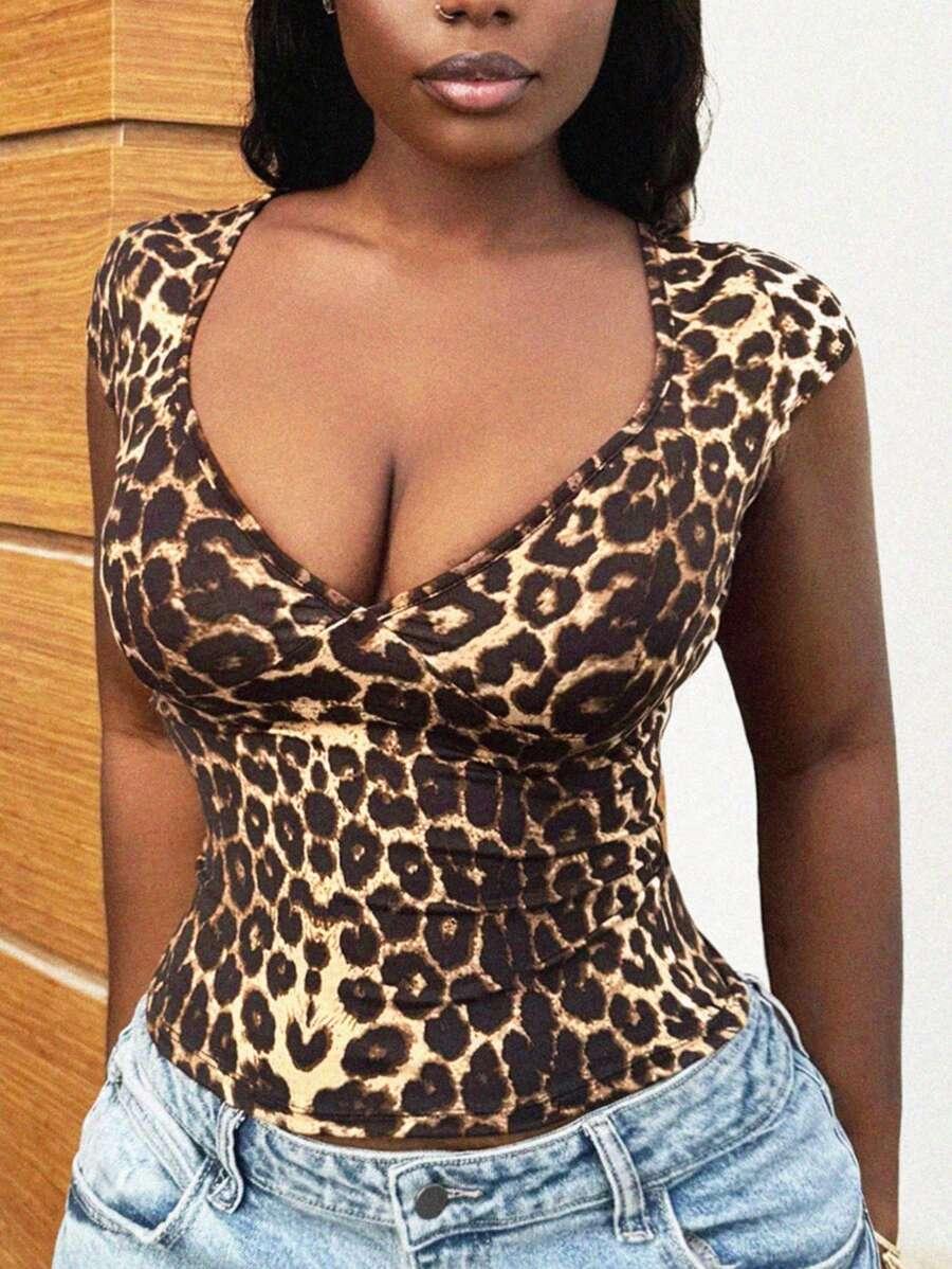 BLUZKA KRÓTKI RĘKAW ANIMAL PRINT
