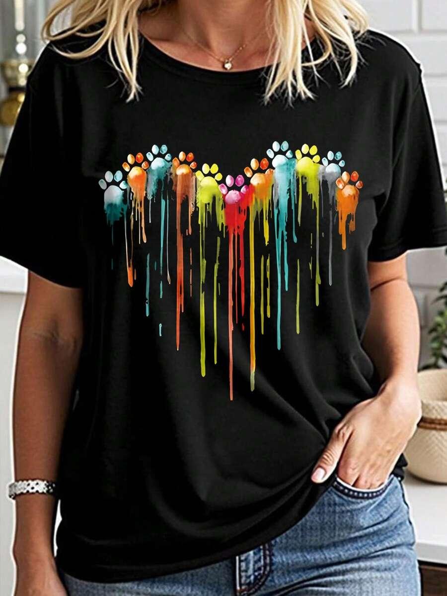 CZARNY T-SHIRT nadruk