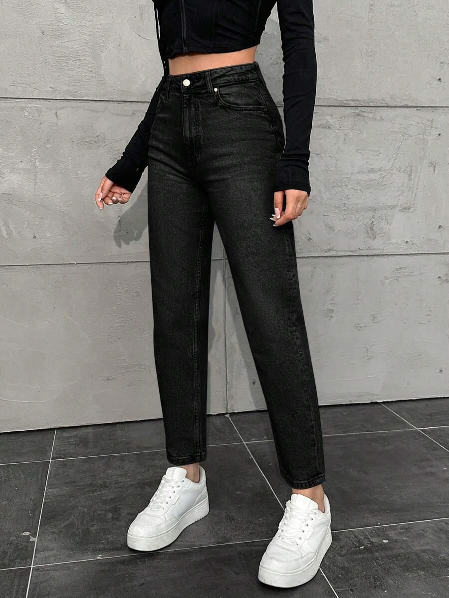 CZARNE SPODNIE JEANS 