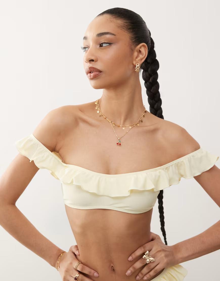 żółta GÓRA OD BIKINI odkryte ramiona 