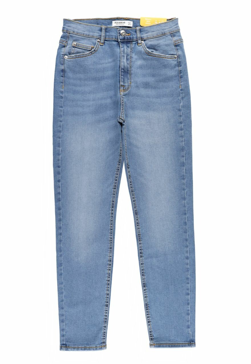 NIEBIESKIE SPODNIE RURKI JEANS MID WAIST