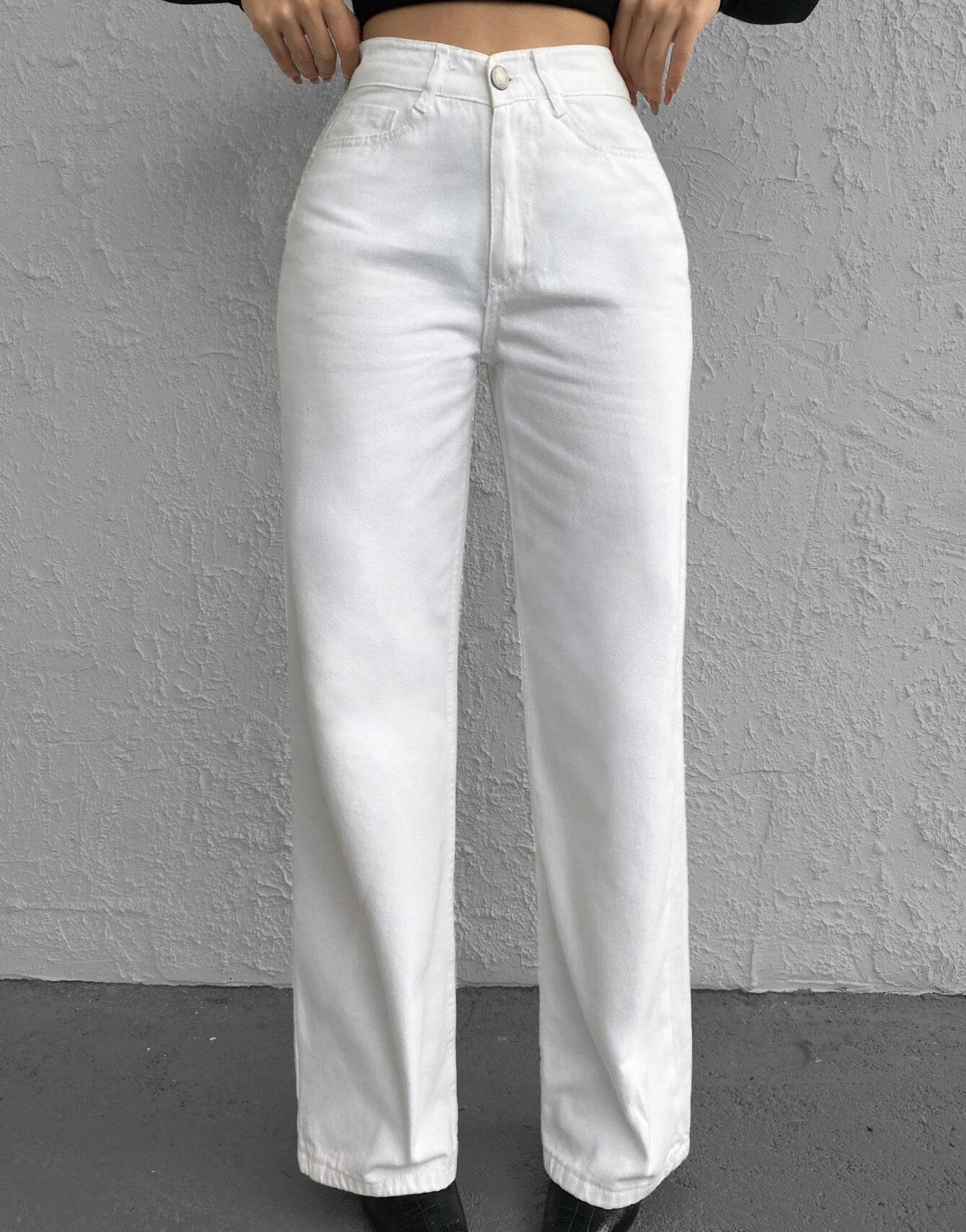 BIAŁE SPODNIE JEANS